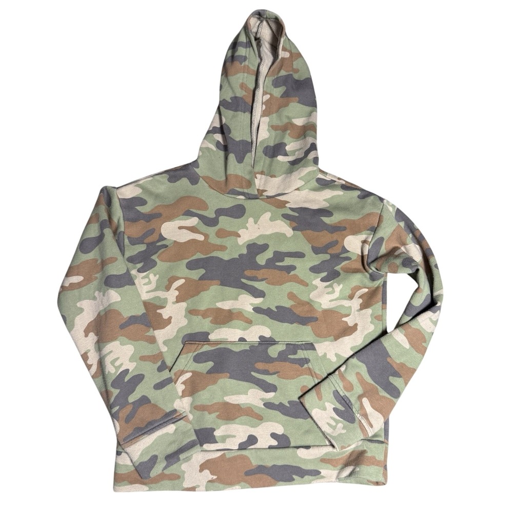 The Childrens Place Boys Camo Hoodie Sweatshirt Green Brown Camouflage Size 7/8